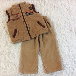 Vintage Corduroy Puffy Vest And Pants Size 24M